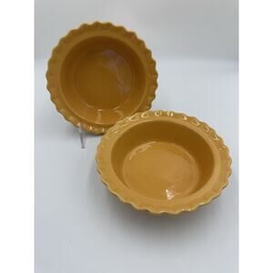 Set of 2 Chantal 5” Individual Pie Dishes Early Marigold Glaze Fluted Ceramic